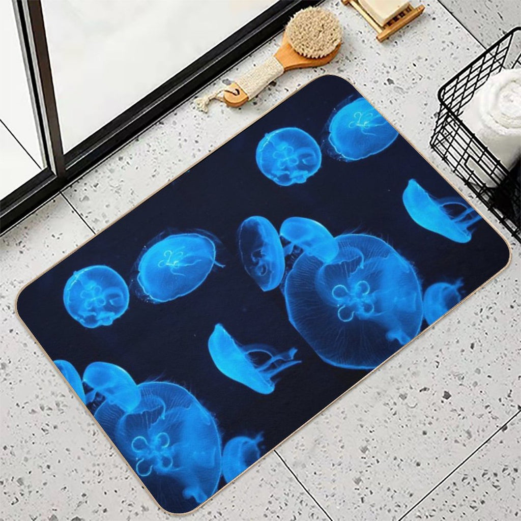Blue Jellyfish Swimming  Eco-Friendly Bath Mat
