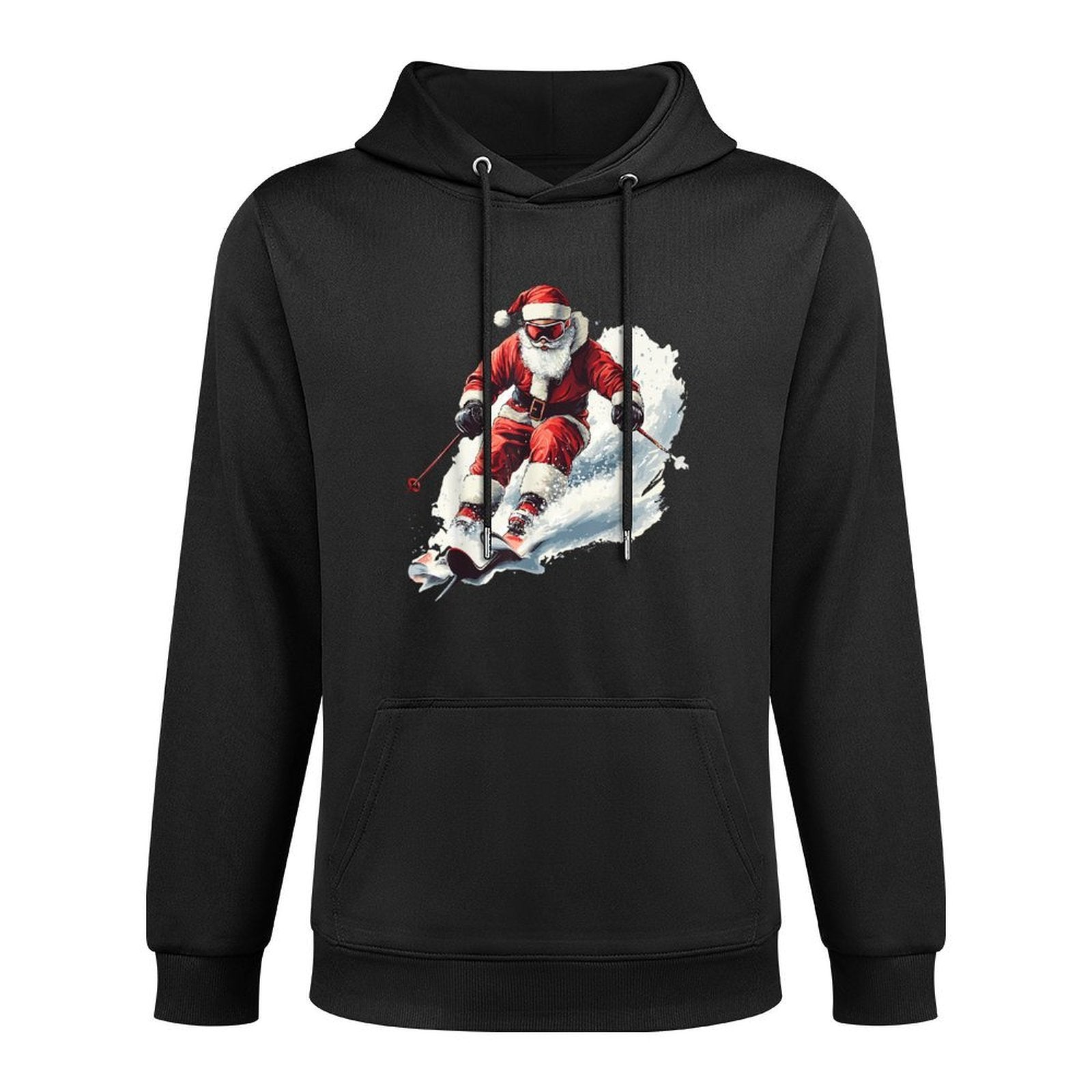 Santa Skiing Funny Christmas Skier Ski Racer Xmas Pajama Durable Construction Hoodie