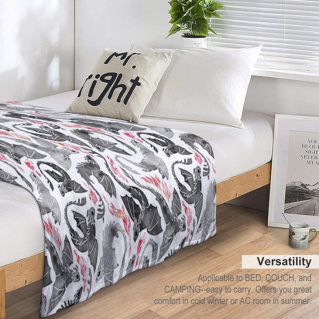 Dragon Fire Greys & Blacks Sustainable Throw Blanket