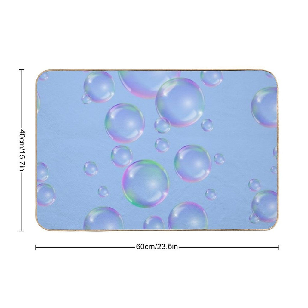 Colorful Bubbles Pattern - Light Blue Background  Odorless Bath Mat