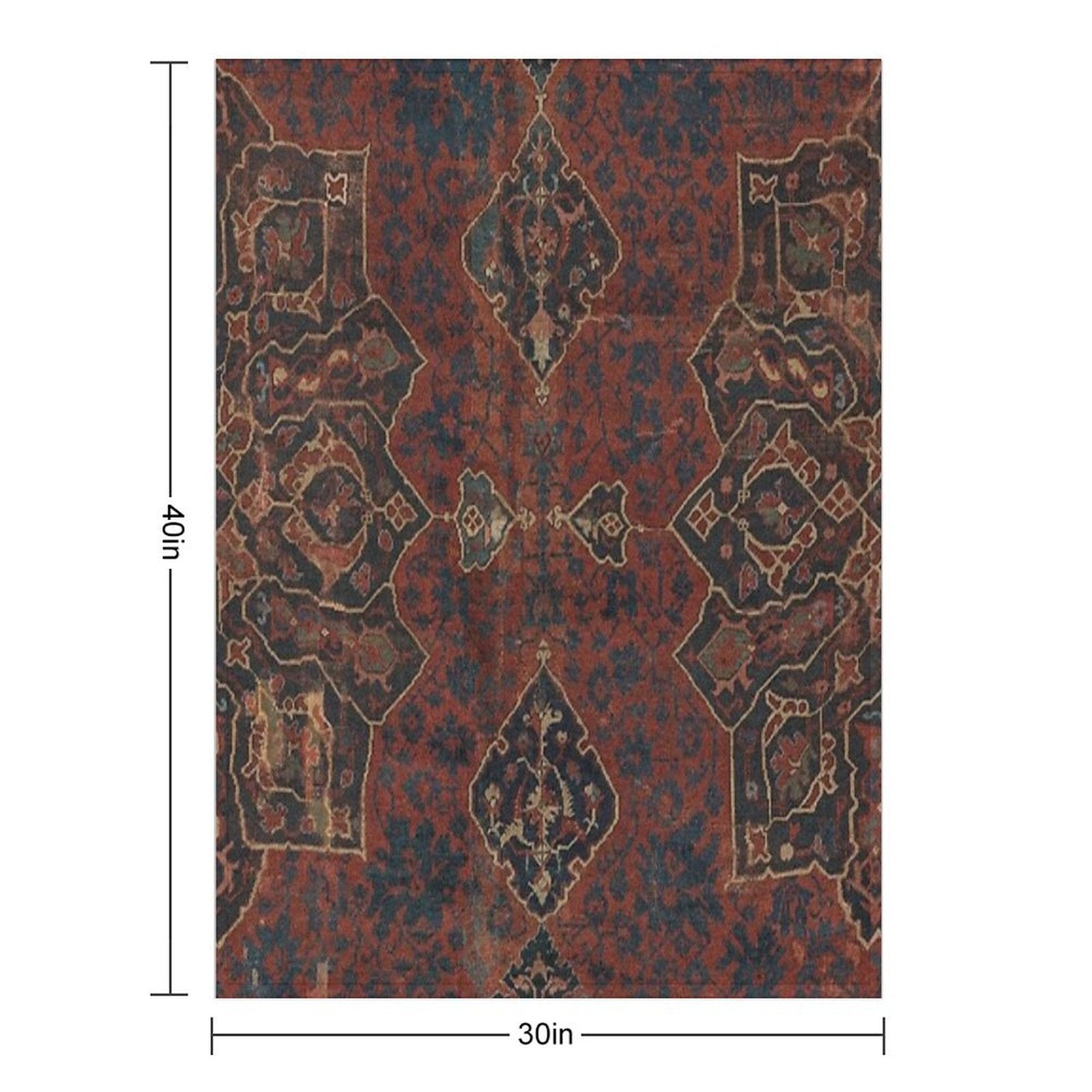 Boho Chic Dark VI  17th Century Colorful Medallion Red Blue Green Brown Ornate Accent Rug Pattern Versatility Throw Blanket