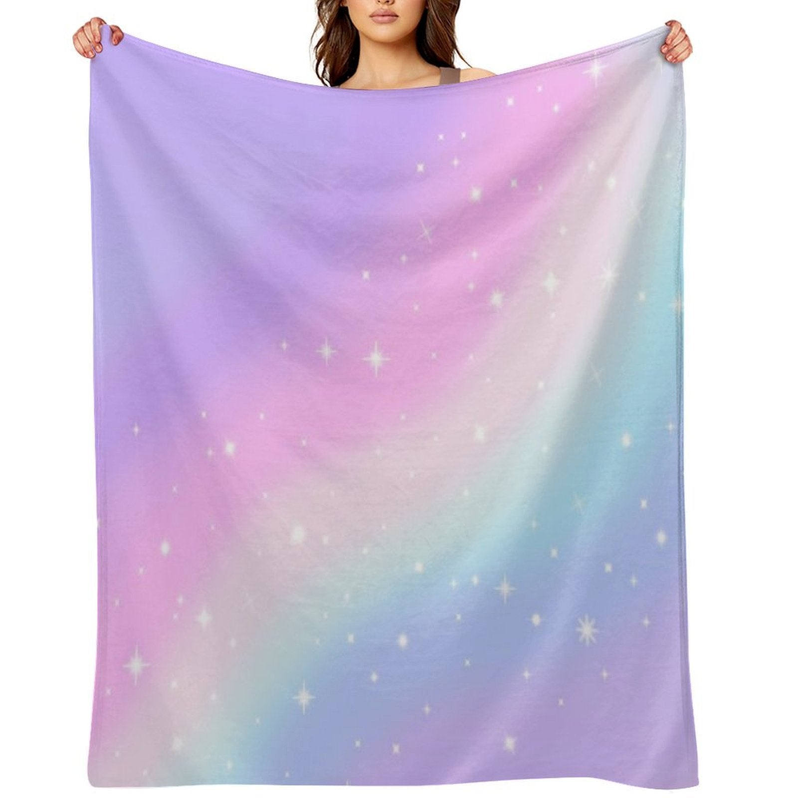 Kawaii Rainbow Magic Plush Throw Blanket