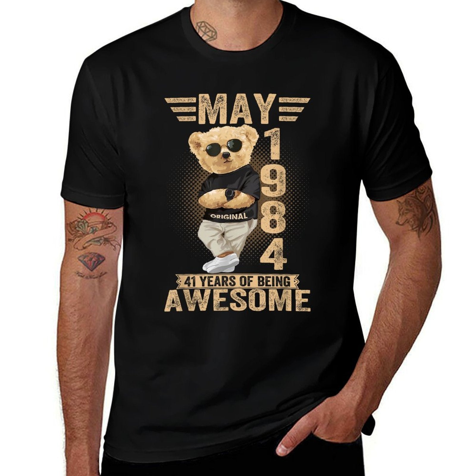 May 41th Birthday Men Women 1984 Awesome Teddy Bear  Odor-resistant T-Shirt