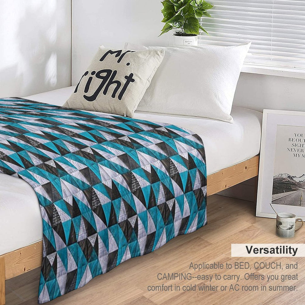 Lazy Patchwork in Blue And Black Tones Shrink-resistant Throw Blanket