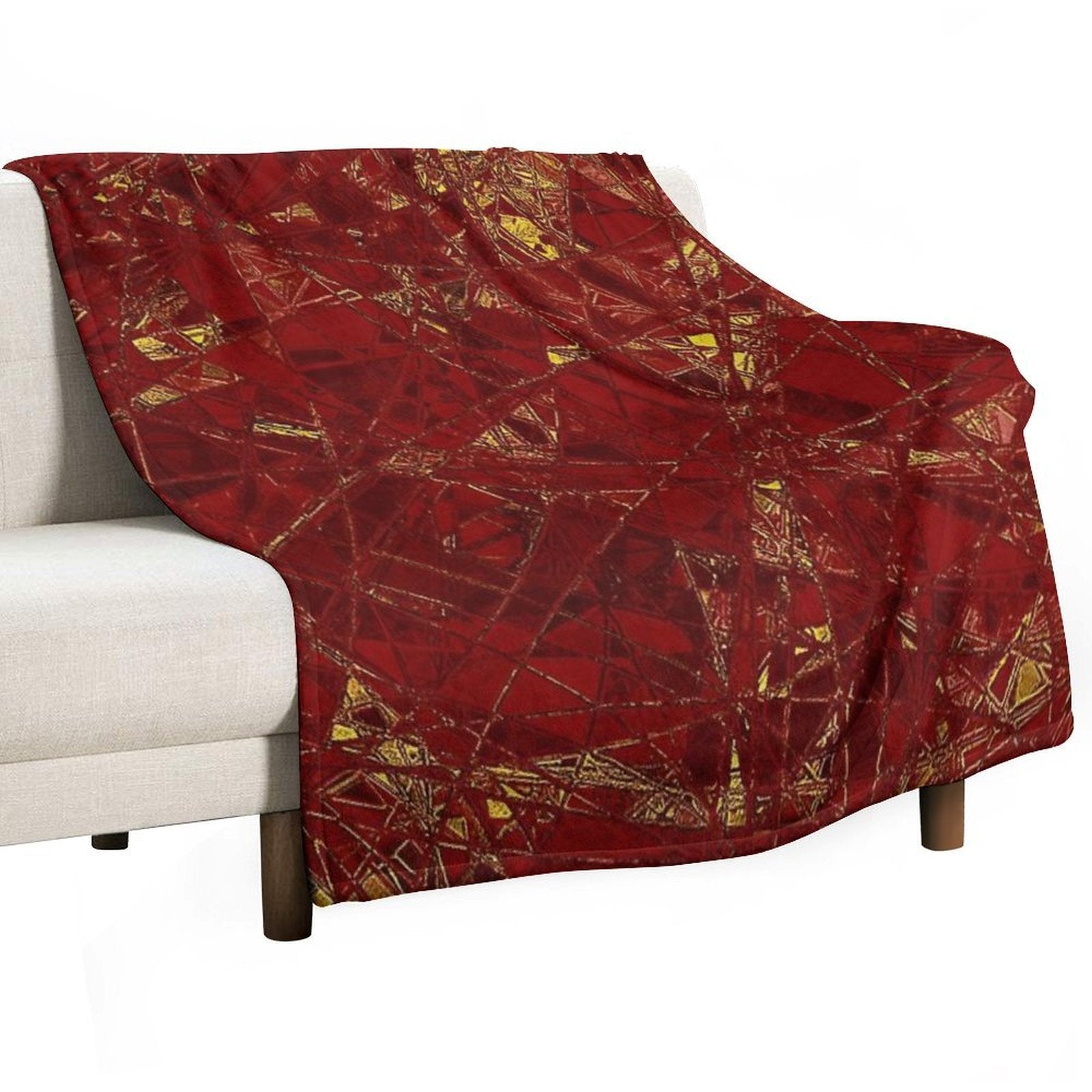 Aurelia- Red And Gold Metallic Wrinkle-free Throw Blanket