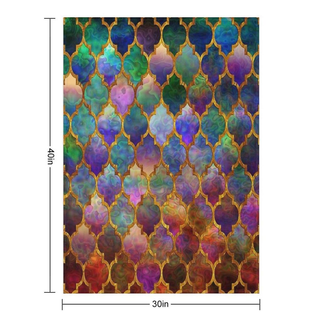 Arabic Moroccan Mosaic Pattern Plush Throw Blanket