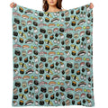 Cute Sushi Pattern  Kawaii Sushi Characters Eco-conscious Throw Blanket