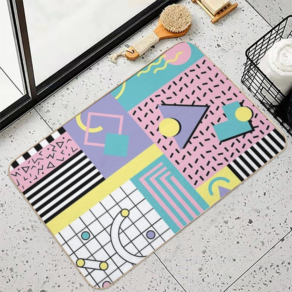 Memphis Pattern 25 - Retro 90s  80s  Stain-Proof Bath Mat