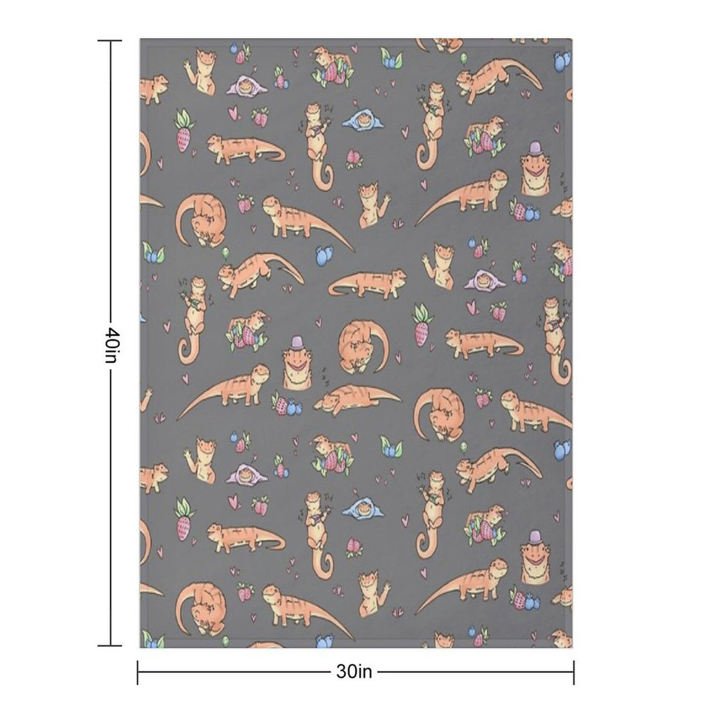 Dragons And Berries Machine-washable Throw Blanket