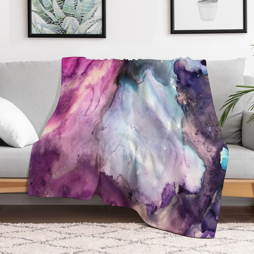 Purple Fusion - Mixed Media Painting Premium Throw Blanket