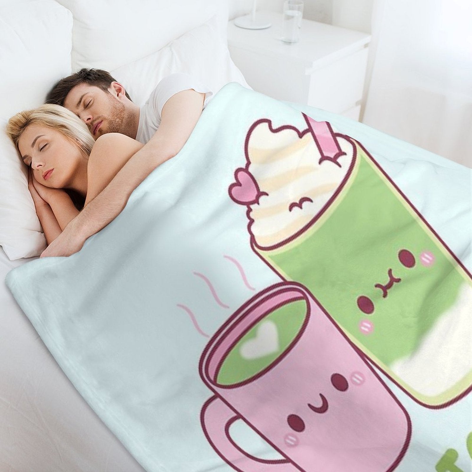Cute Matcha Made In Heaven Tea Pun Comfort Throw Blanket
