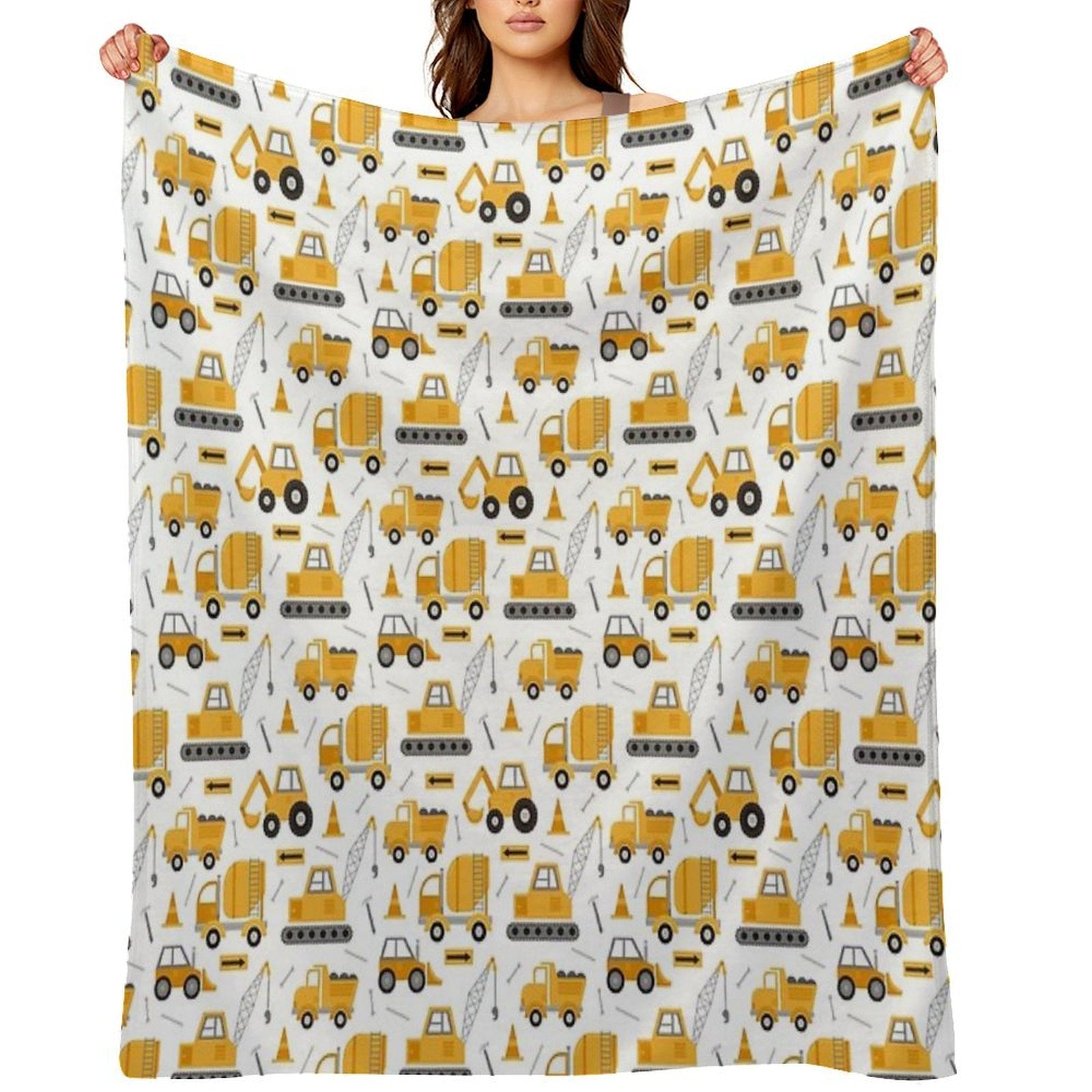 Construction Trucks Sustainable Throw Blanket
