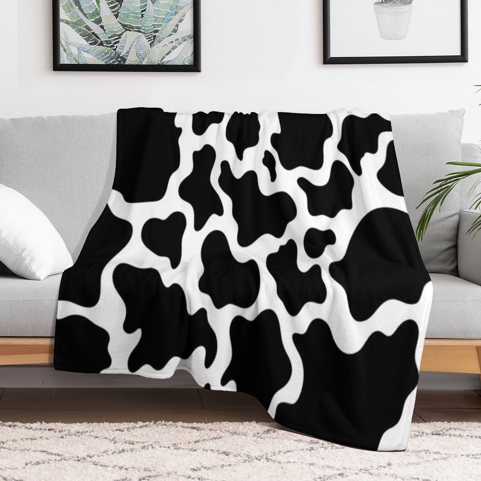 Cow Skin Pattern Velvety-soft Throw Blanket