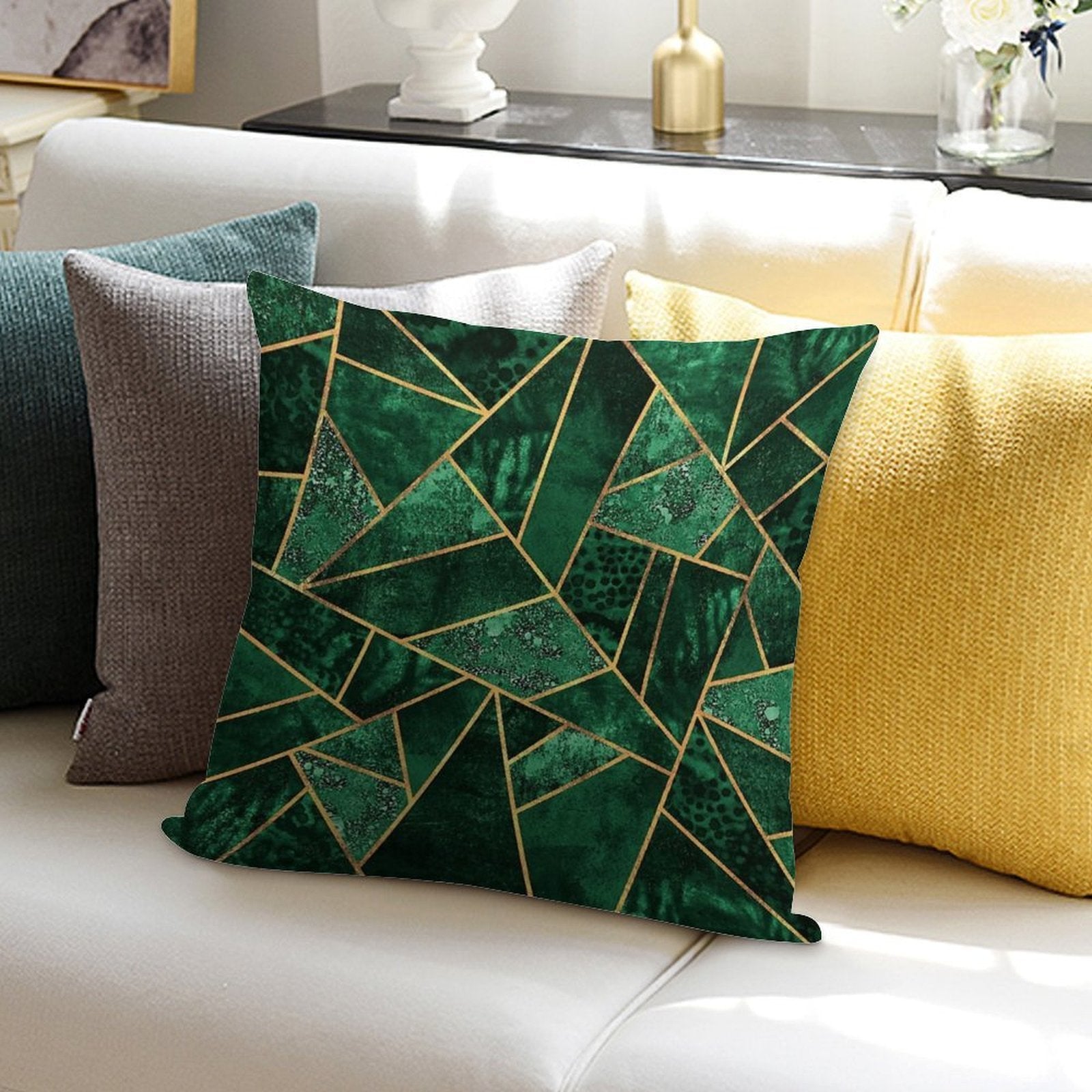 Deep Emerald Soft Fade-Resistant Throw Pillow
