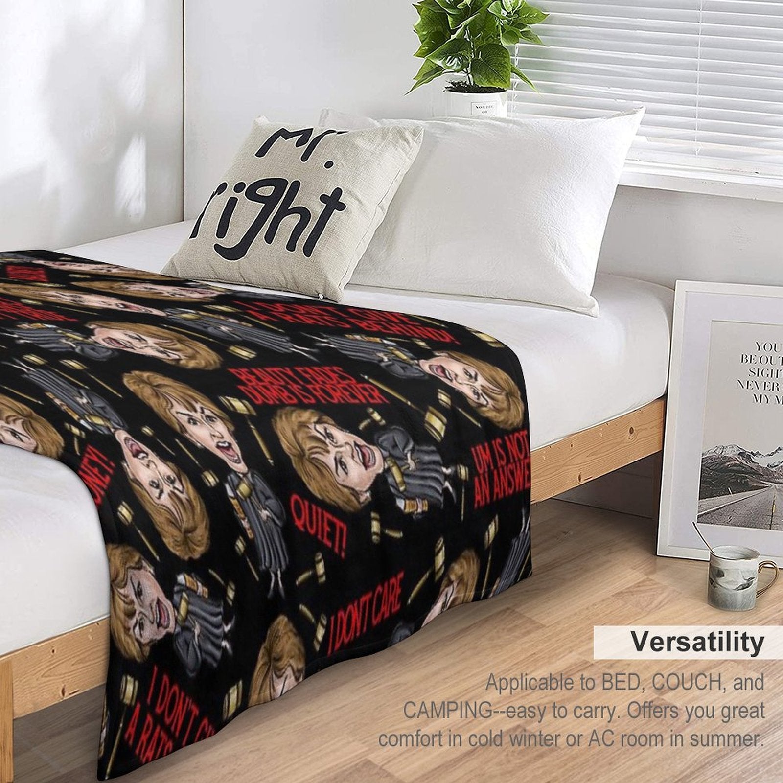 Black  Judge Judy Print Eco-conscious Throw Blanket