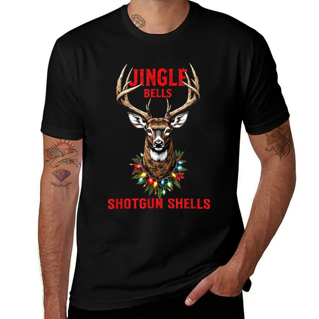 Christmas Deer Hunting Dashing Through Snow Jingle Bells  Stretchy T-Shirt