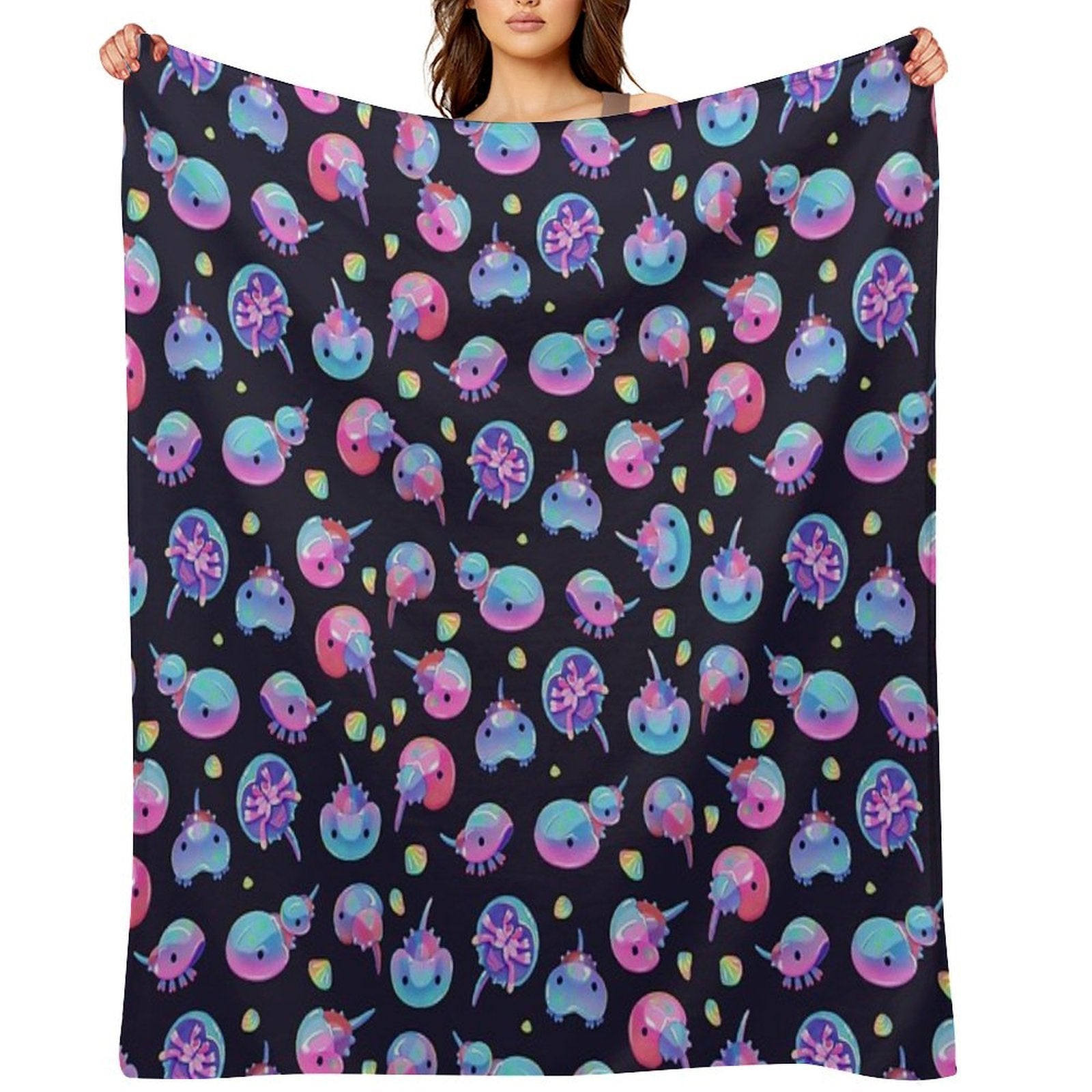 Horseshoe Crab - Dark Wrinkle-free Throw Blanket