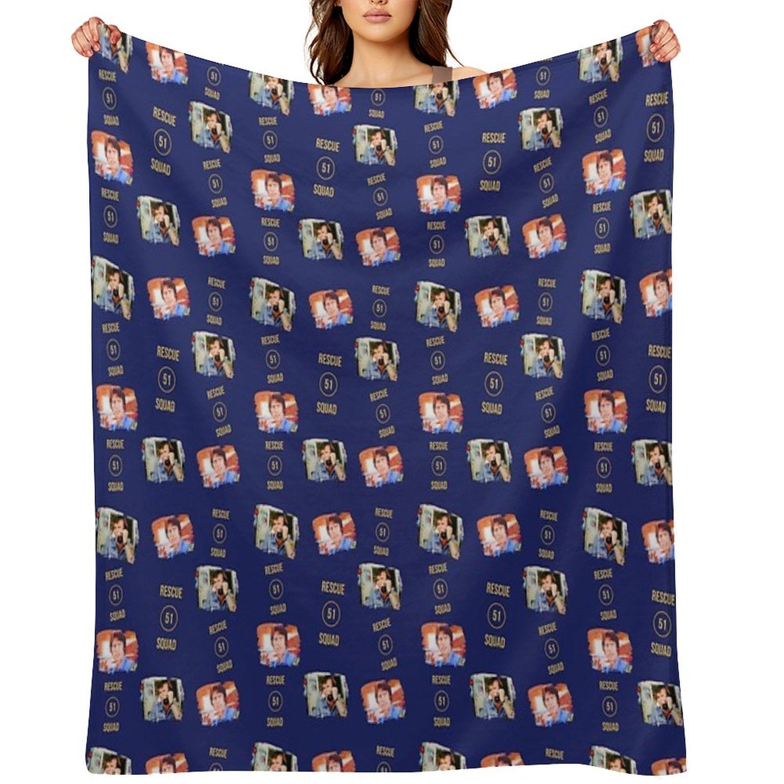 Emergency Rescue Squad 51 Roy And Johnny TV Show Dk Blue Gift-ready Throw Blanket