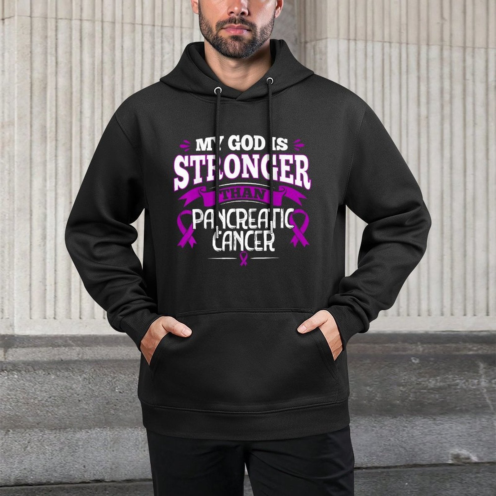 Purple Awareness Ribbon - Pancreatic Cancer Survivor Colorfast Hoodie