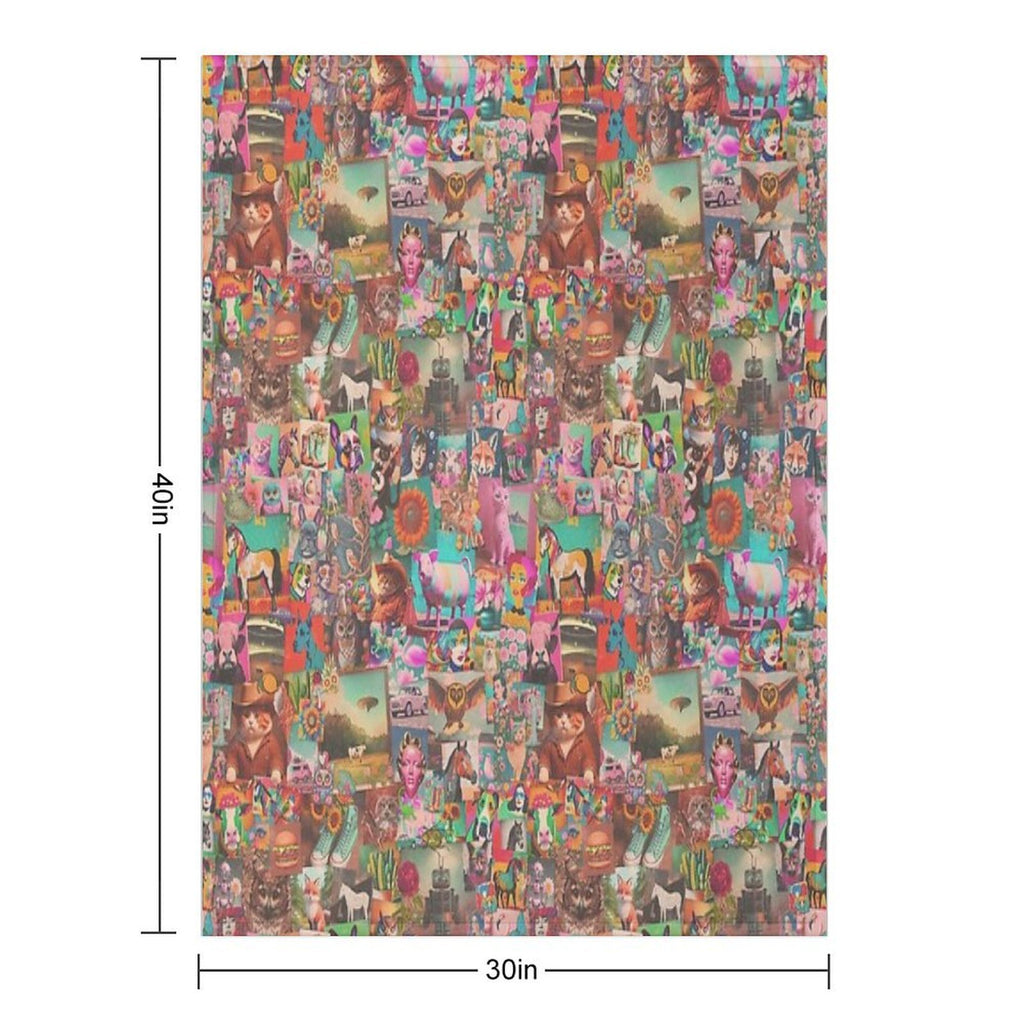 Retro Kitschy Stickerbomb Compact Throw Blanket