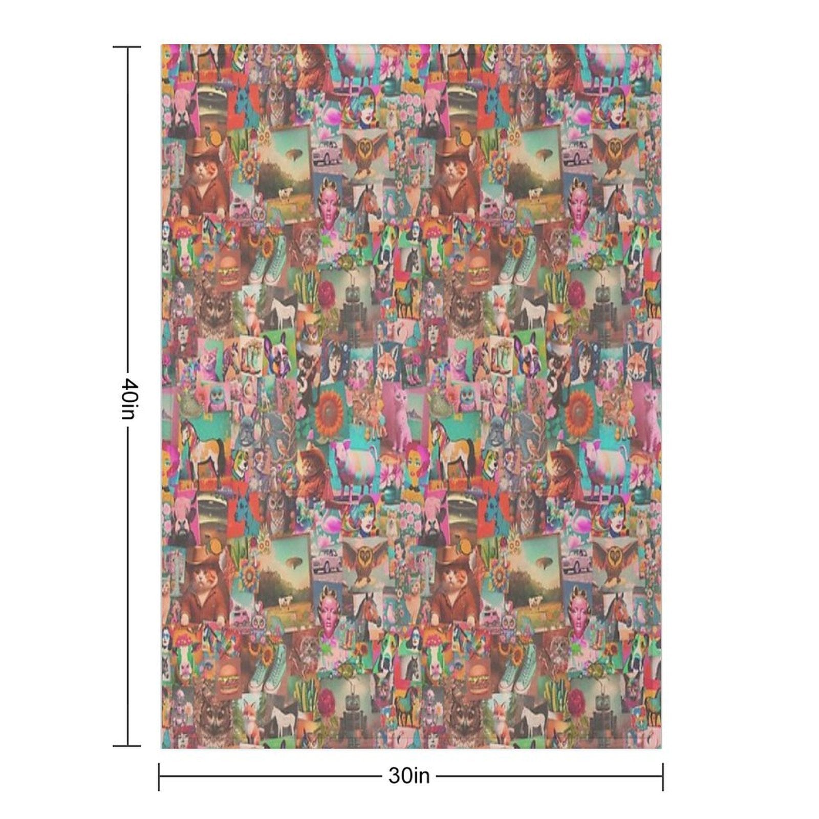 Retro Kitschy Stickerbomb Compact Throw Blanket
