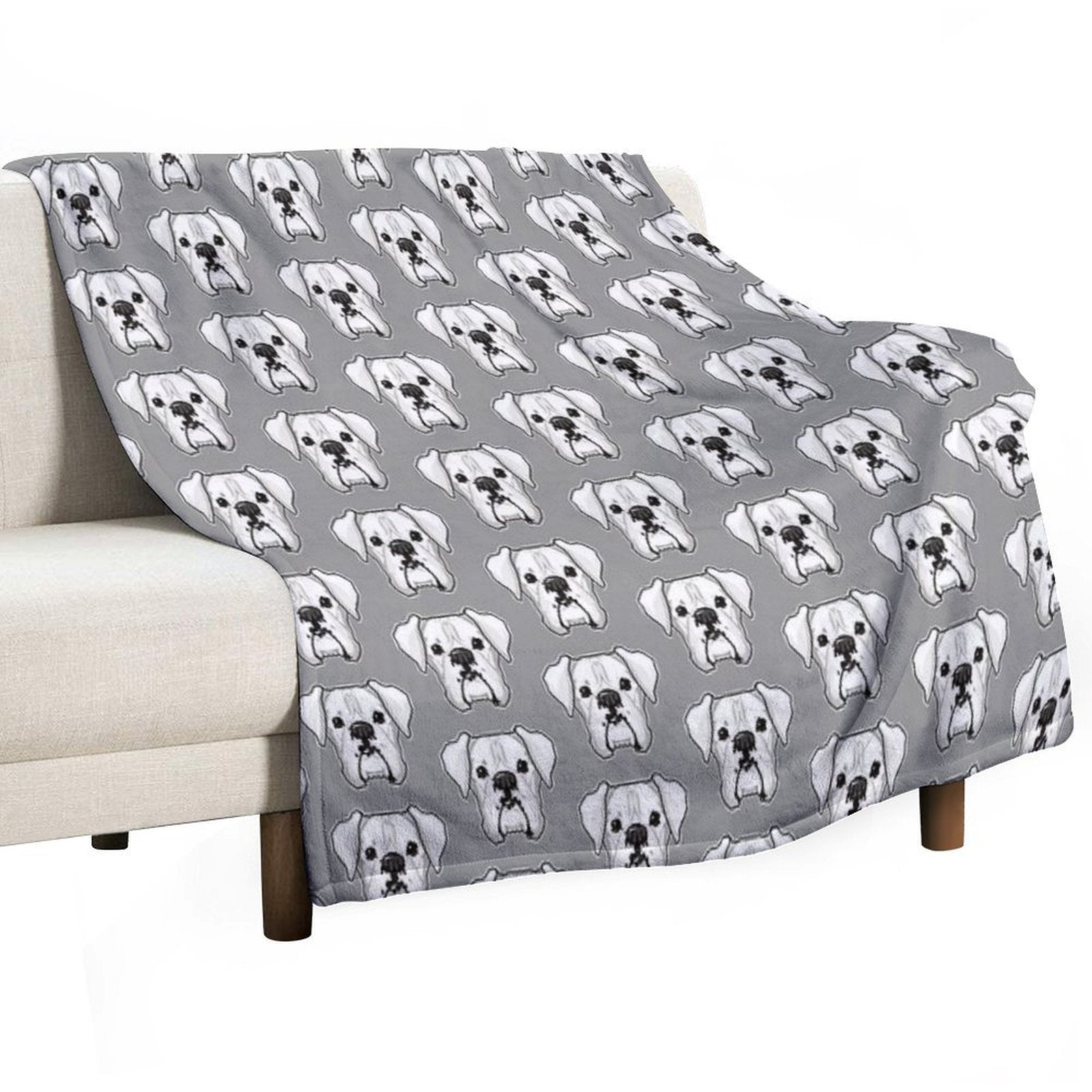 White Boxer Premium Throw Blanket