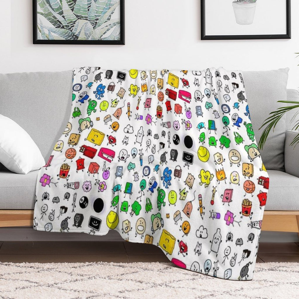 BFDI All Characters (Transparent) Easy Care Throw Blanket