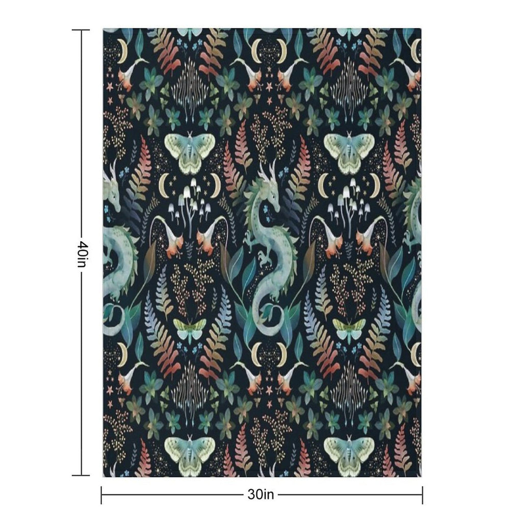 Mystic Woodland Dragon Autumn Wrinkle-free Throw Blanket