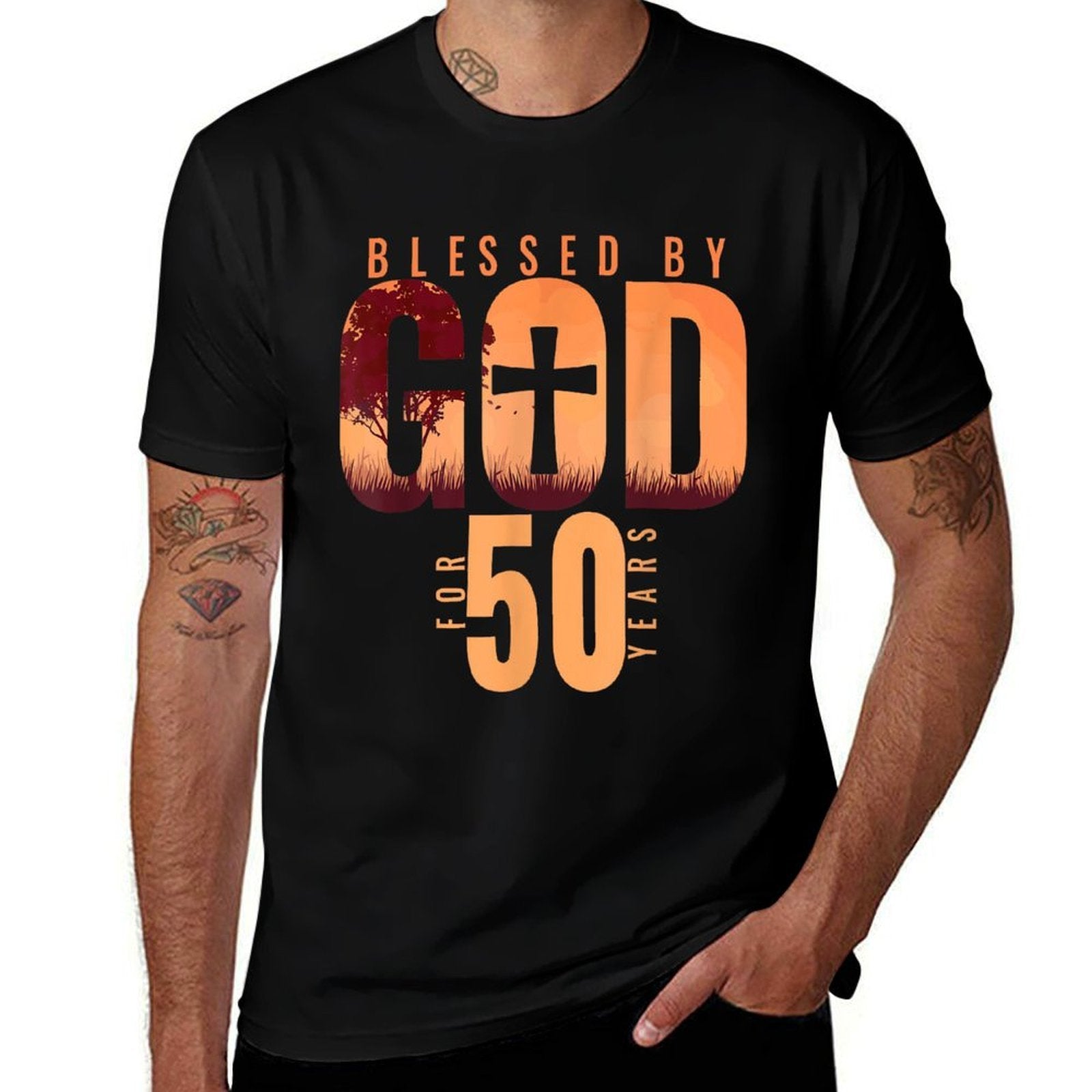 Blessed By God For 50 Years 50th Birthday Religious Theme  Stretchy T-Shirt