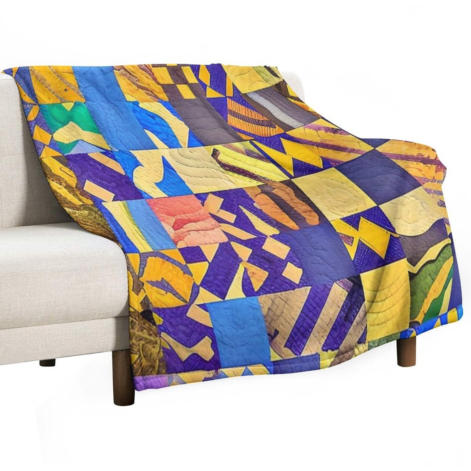 Bright Colors Quilt Inspired Tile Pattern Velvety-soft Throw Blanket