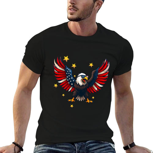 American Sunglasses National Symbol Bird Stars Stripes  High-quality Stitching T-Shirt