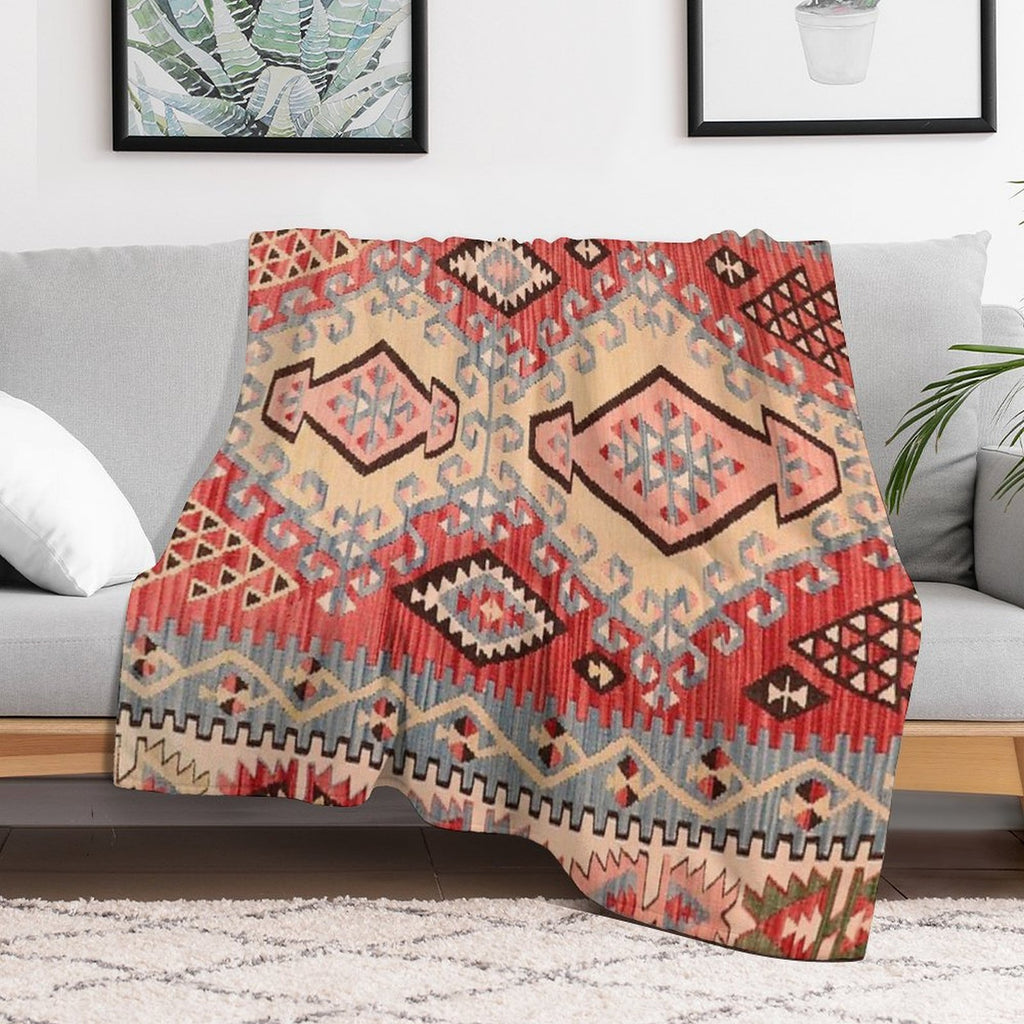 Vintage Anatolian Kilim 1970`s Versatility Throw Blanket