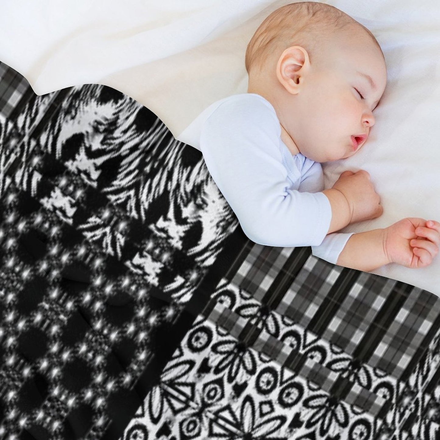 Mixed Black And White Pattern Gift-ready Throw Blanket