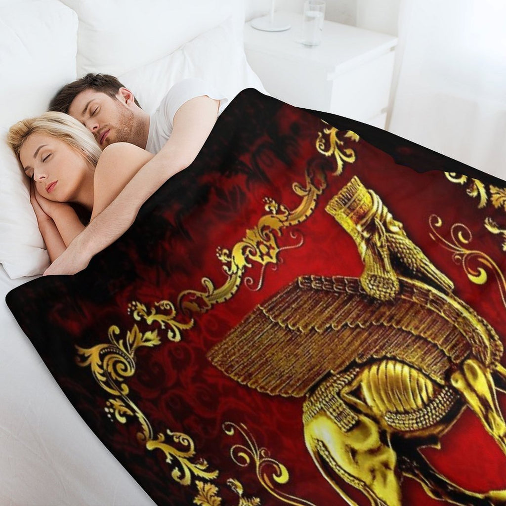 Assyrian LAMASSU ( WInged Bull) Anti-pilling Throw Blanket