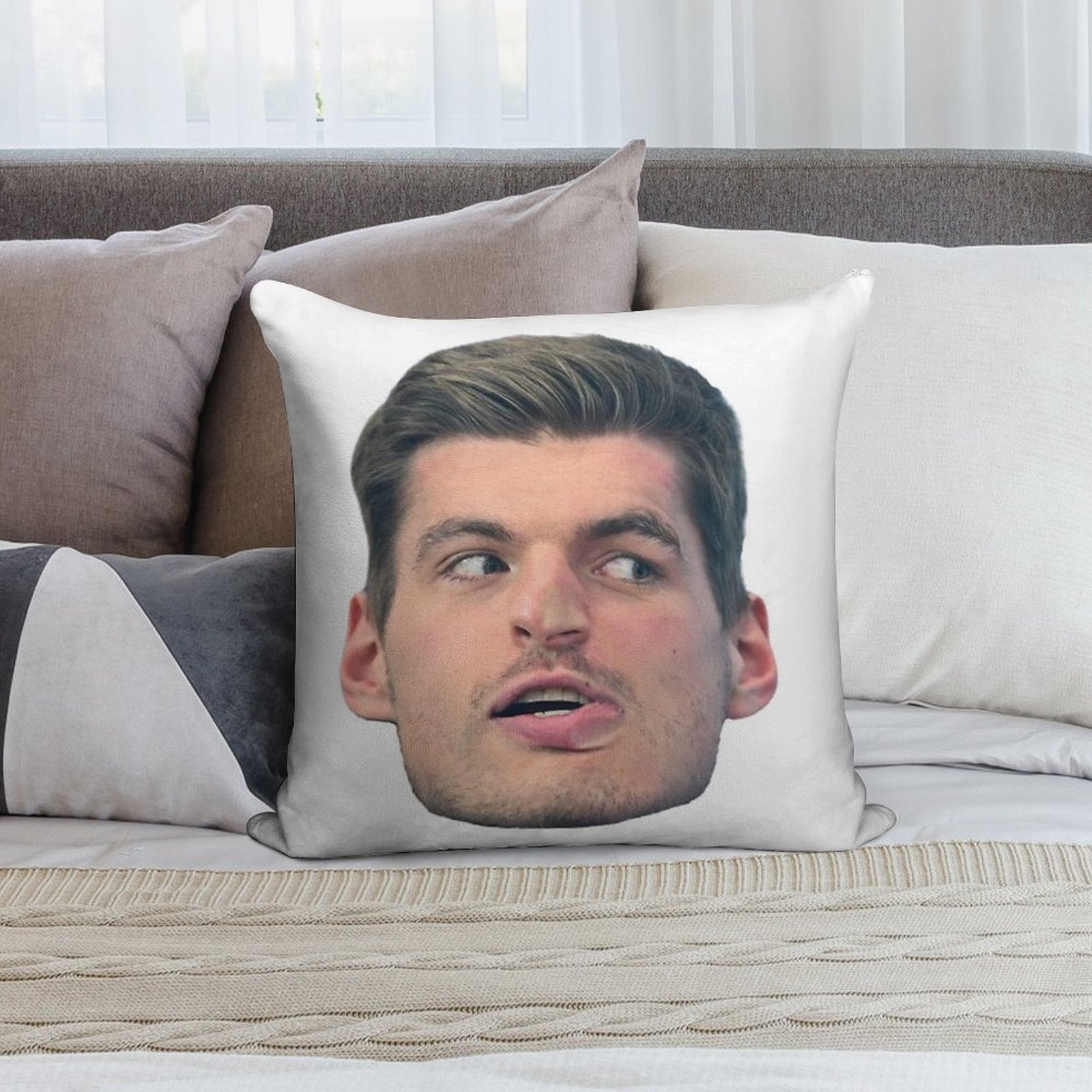 Max Verstappen Face Soft Shrink-Resistant Throw Pillow