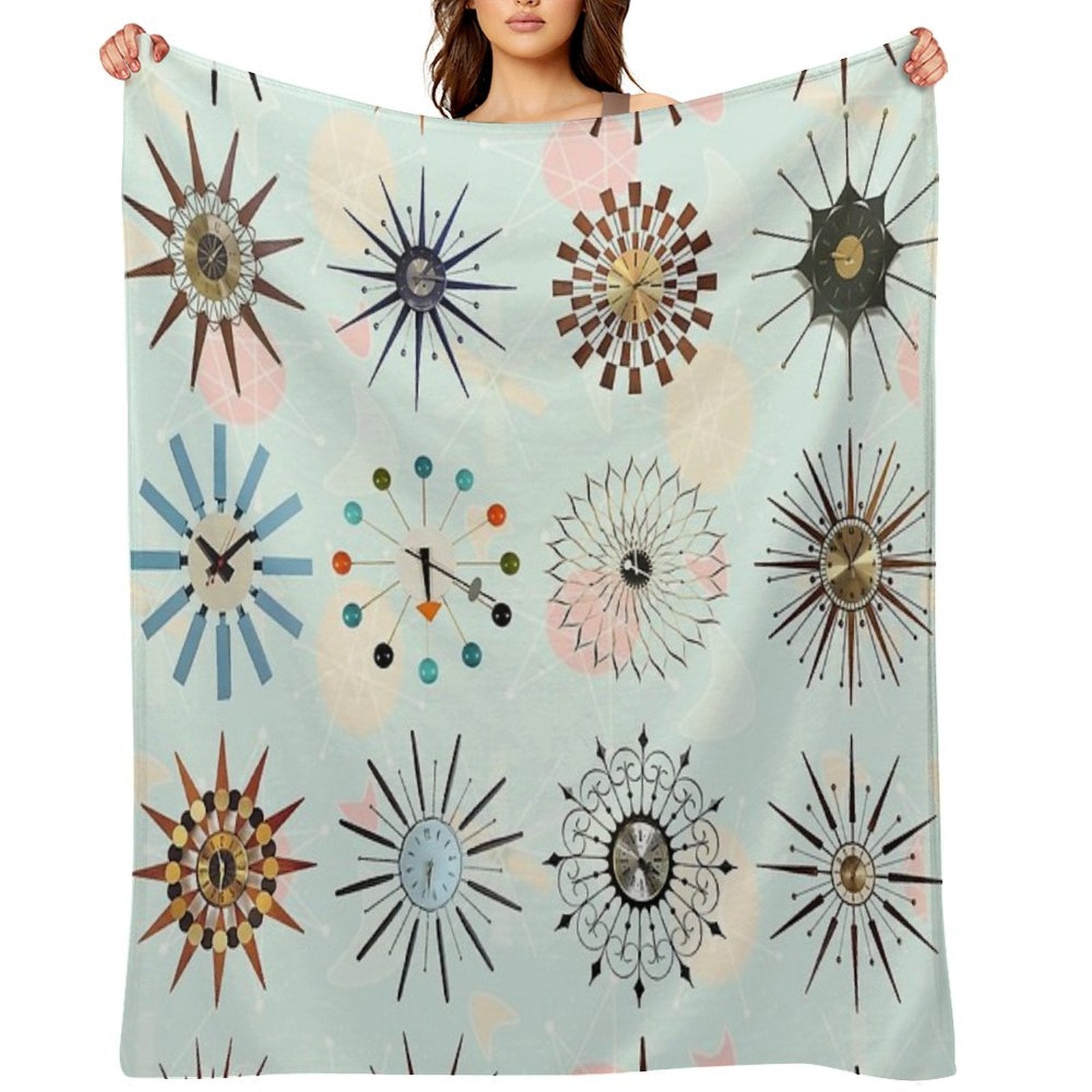 Atomic Starburst Clocks Comfort Throw Blanket