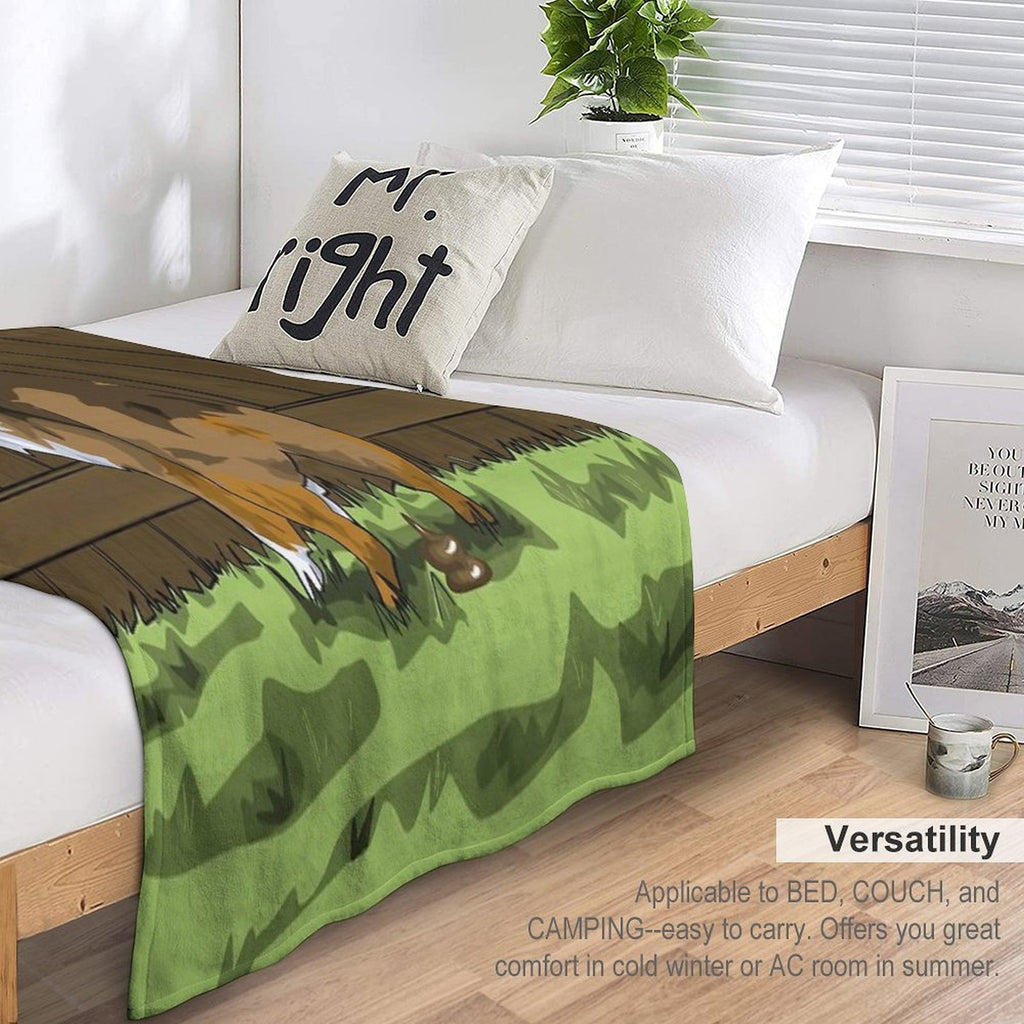Funny Dog Pooping Plush Throw Blanket