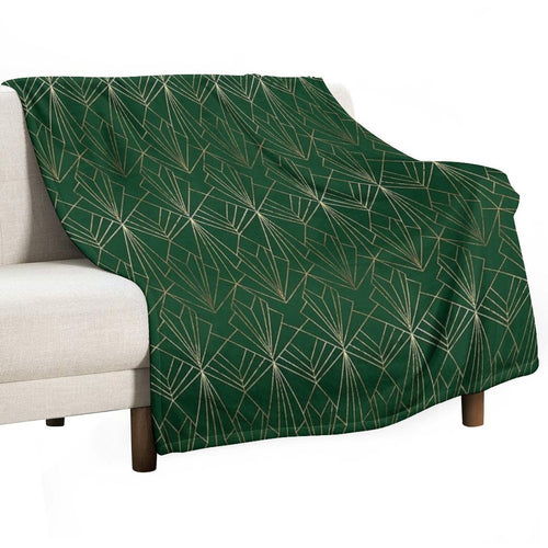 Art Deco in Emerald Green Machine-washable Throw Blanket
