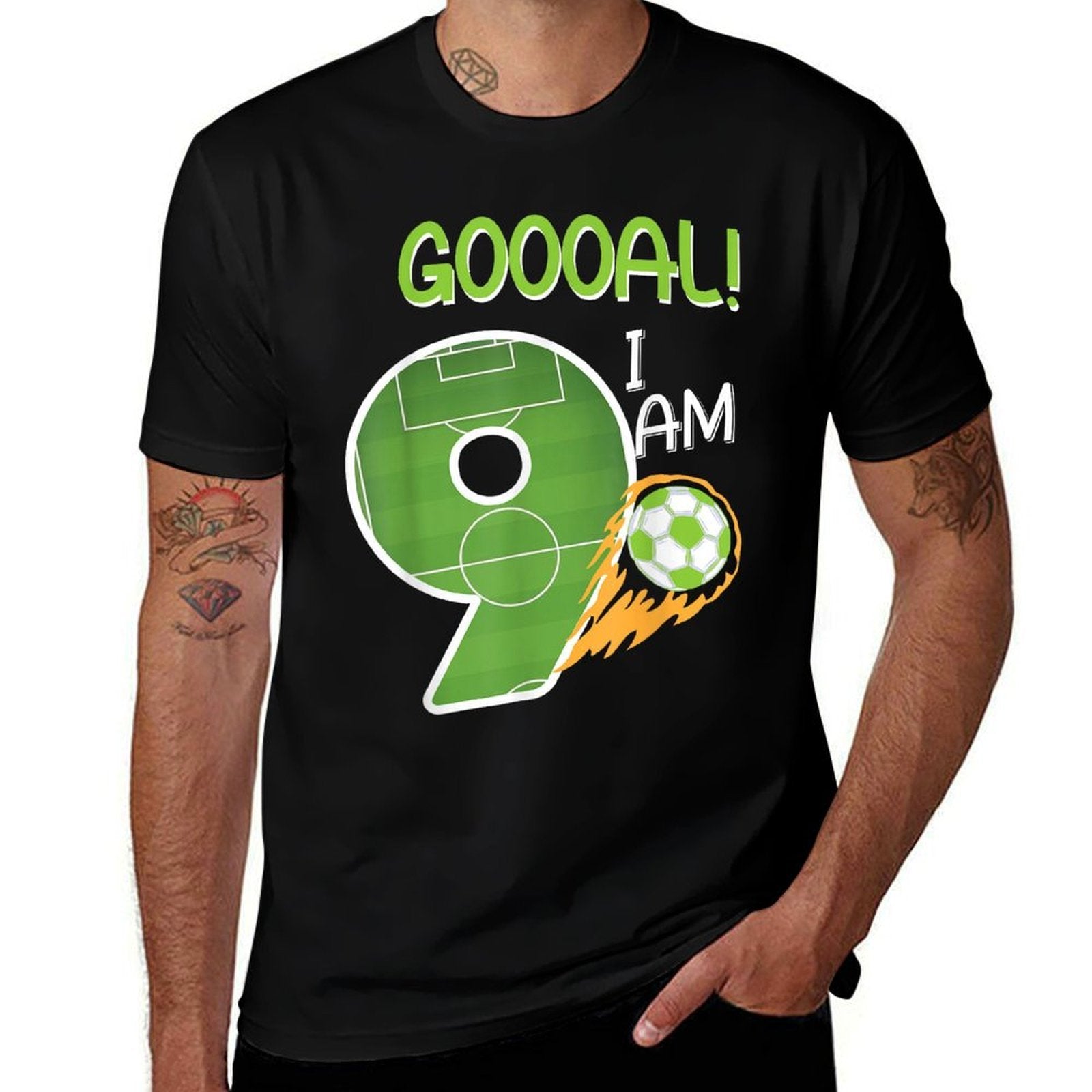 Soccer I'm 9 Years Old Boy Birthday  Fade-proof Color T-Shirt