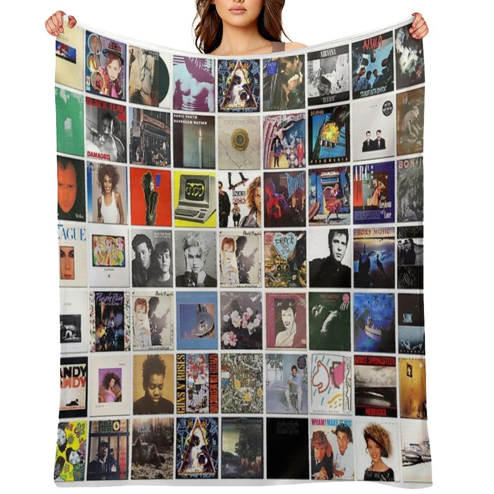 80s Vinyl Covers - 1980s Music - Vintage Album Cover Art Durable Throw Blanket