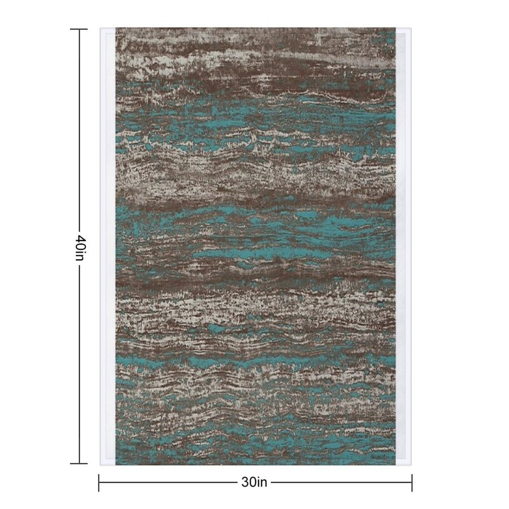 Teal Blue Dark Chocolate Grey Brown Melange Quick-dry Throw Blanket
