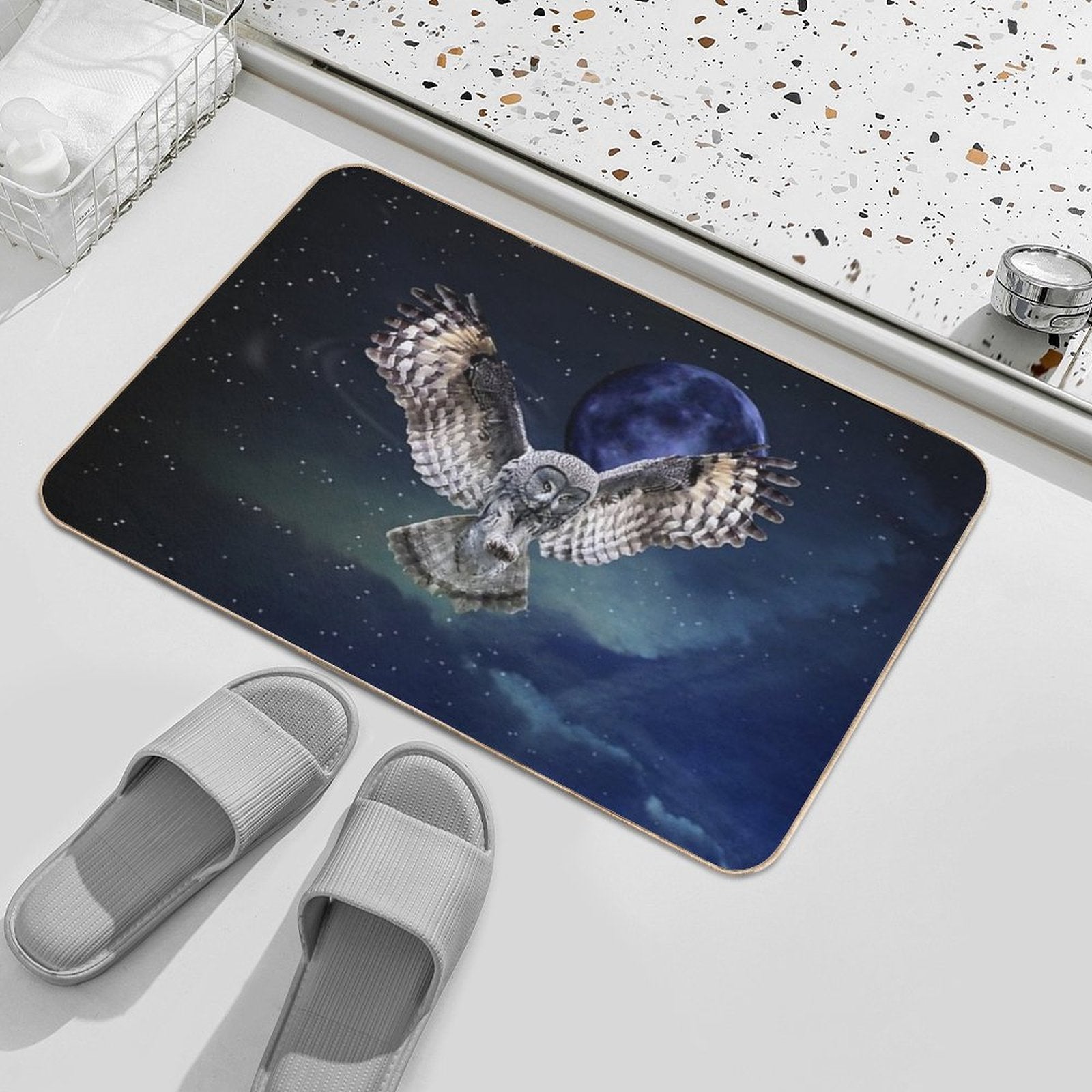 Owl in Flight  Long-Lasting Bath Mat