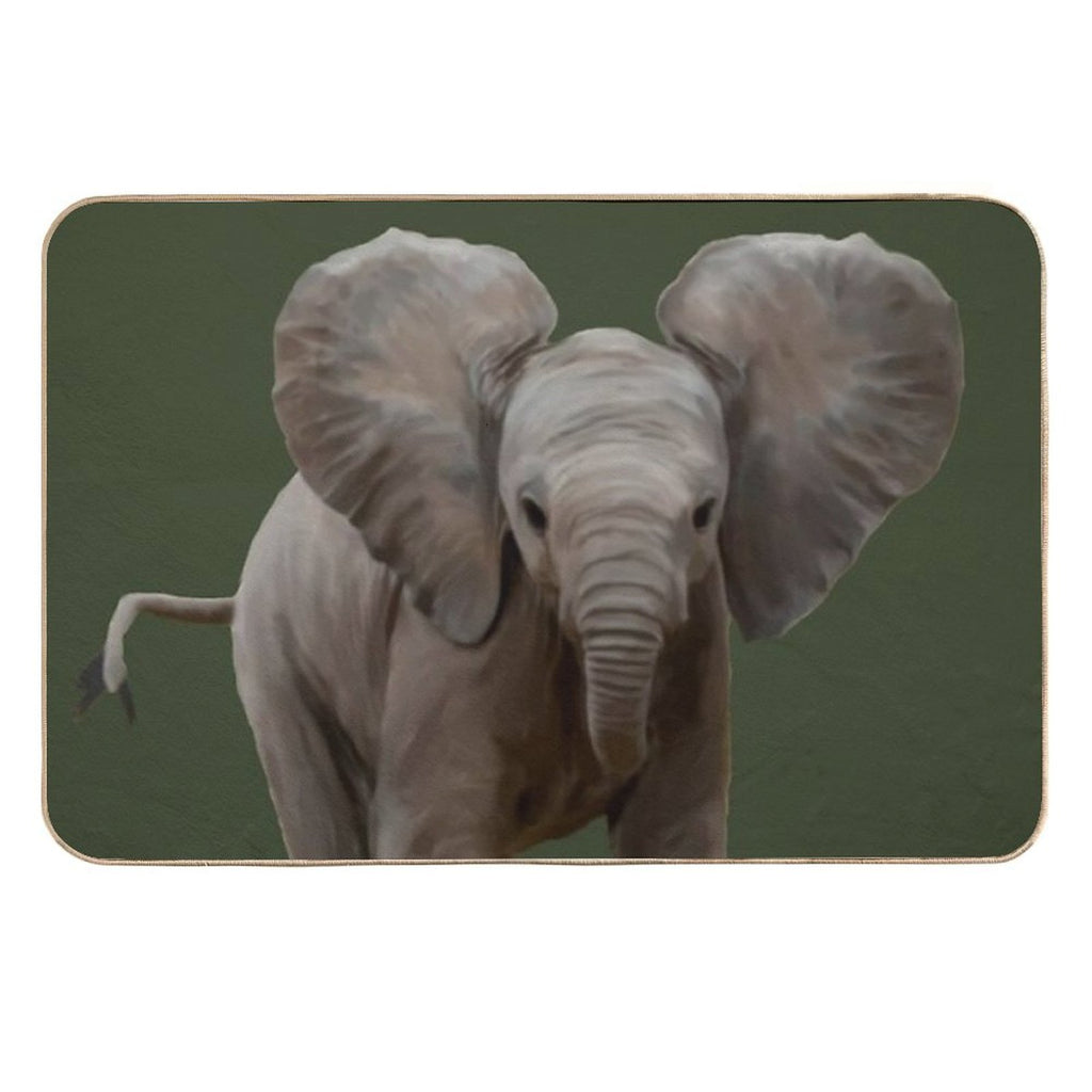 Baby Elephant Painting  Slip-Resistant Bath Mat