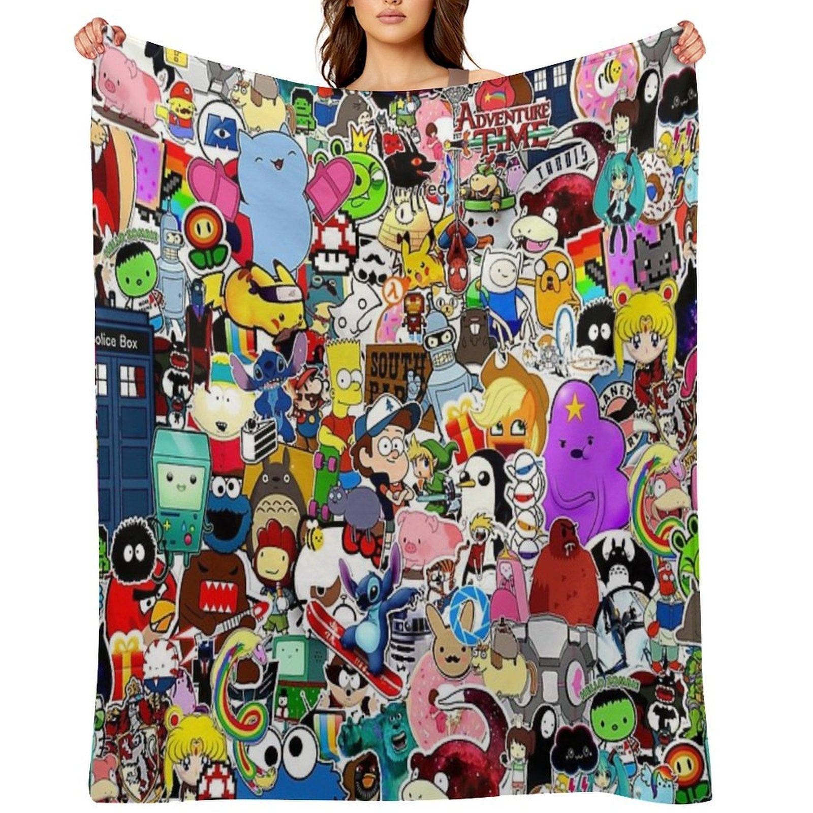 Cartoon  Characters Collage Compact Throw Blanket