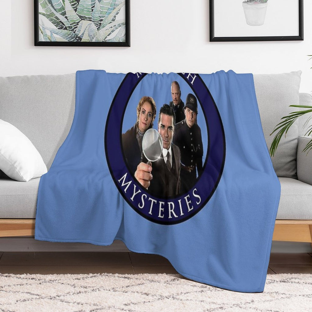 Murdoch Mysteries Design in Blue Durable Throw Blanket