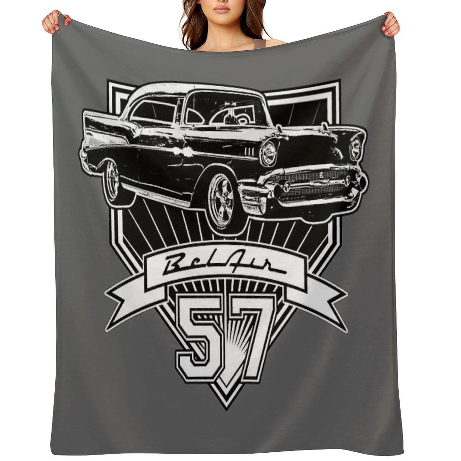 57 Chevy Belair Easy Care Throw Blanket