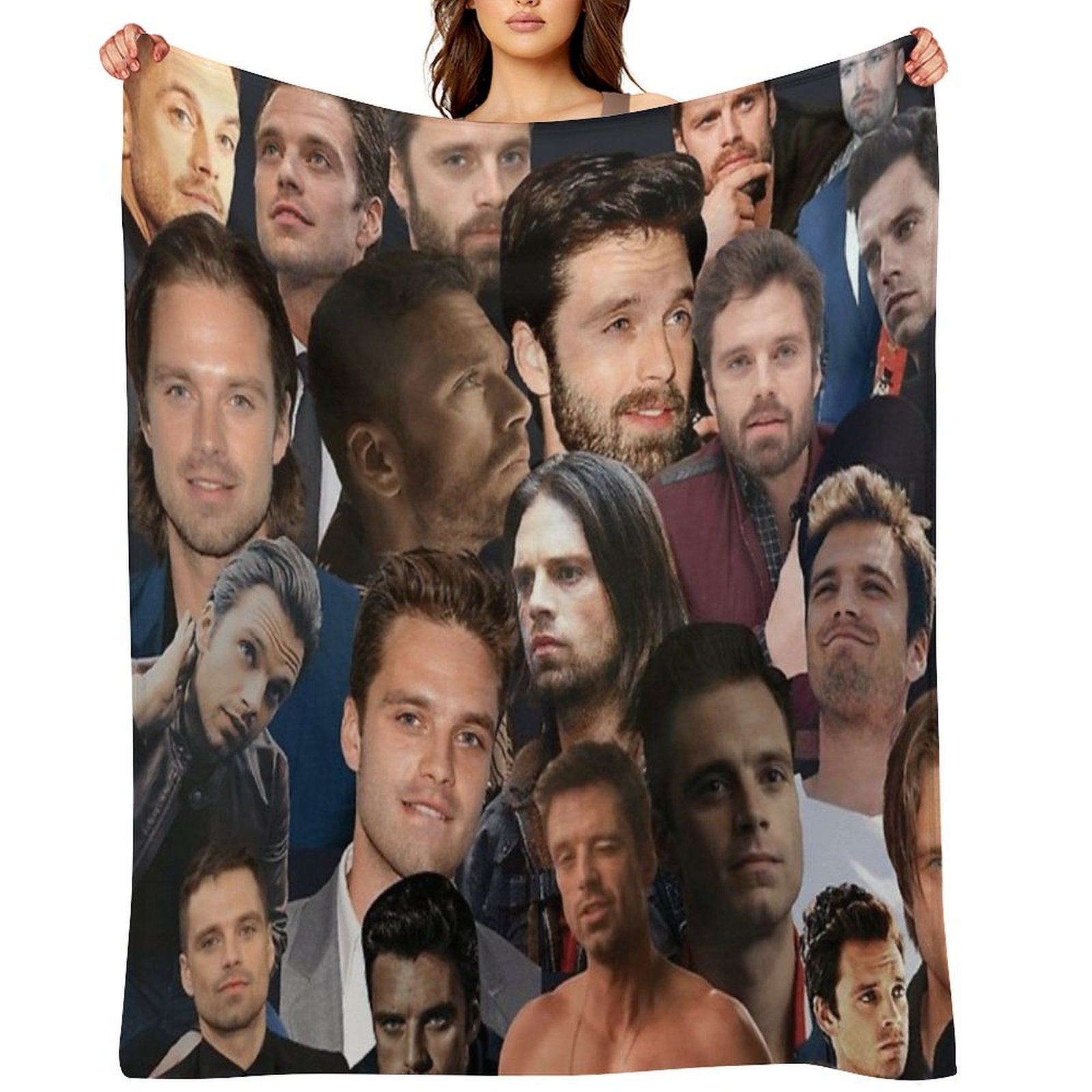 Sebastian Stan Photo Collage Handsome Guy Wrinkle-free Throw Blanket