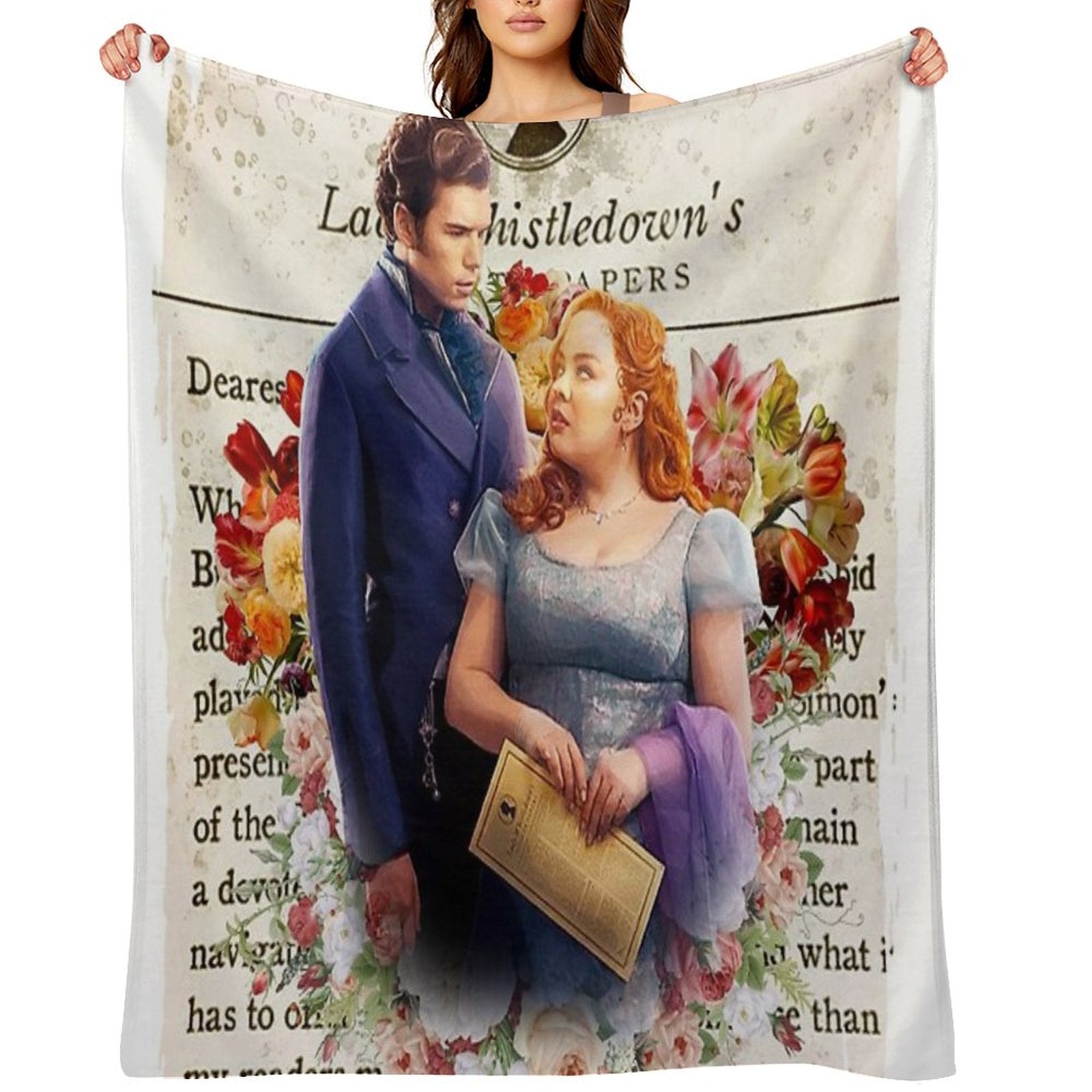 Colin Bridgerton & Penelope Featherington Lady Whistledown Society Papers Netflix Anti-pilling Throw Blanket