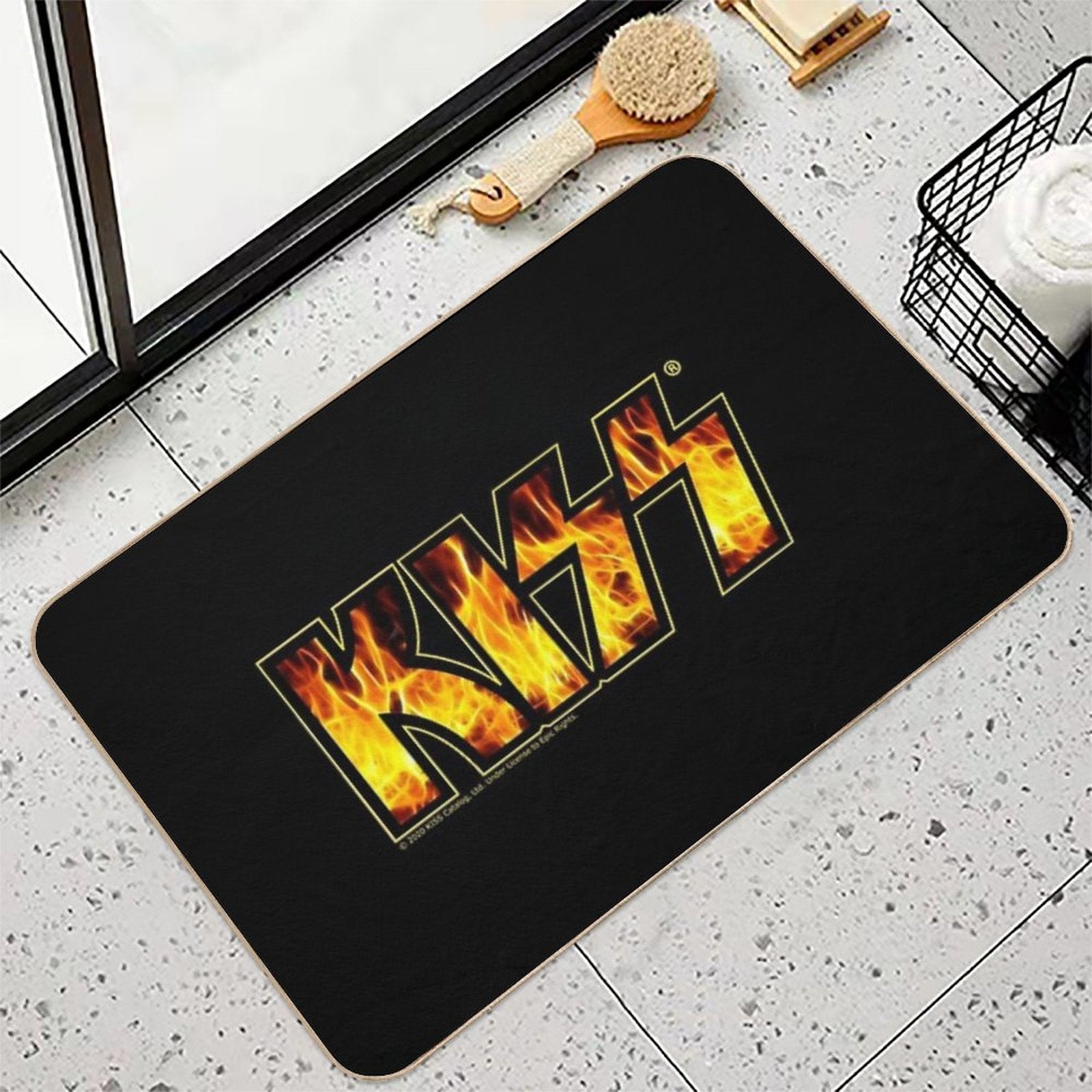 KISS Band Flames Logo Design  Pet-Safe Bath Mat