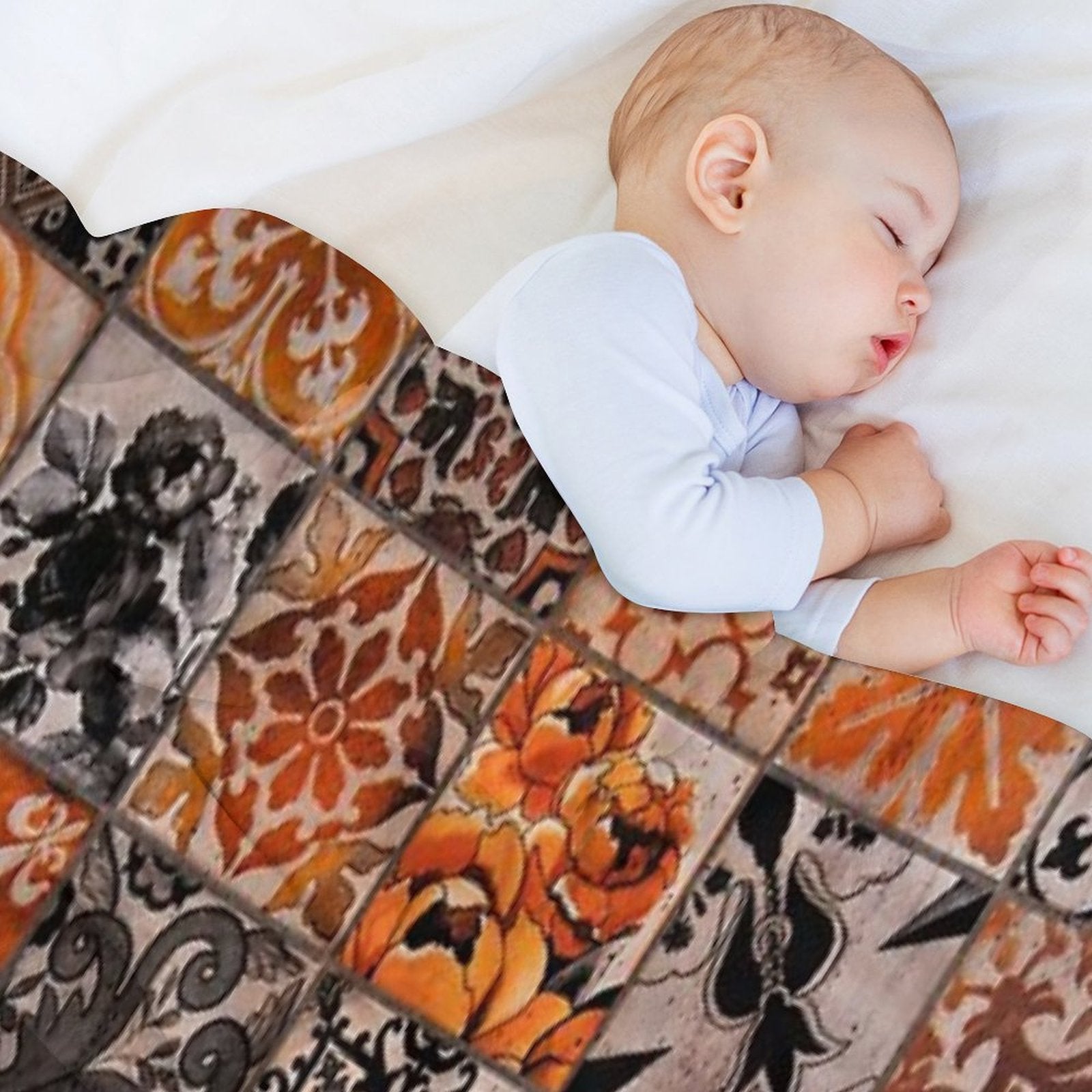 Orange Tiles Plush Throw Blanket